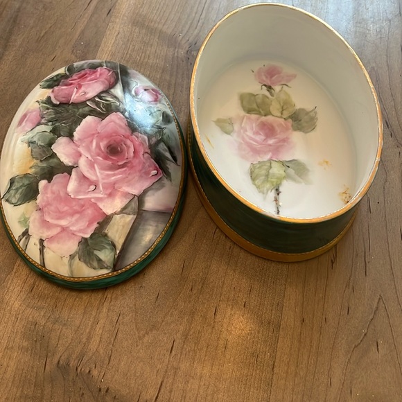 Other - Antique Early 1900s Scandinavian Sterling Silver Painted Porcelain Box